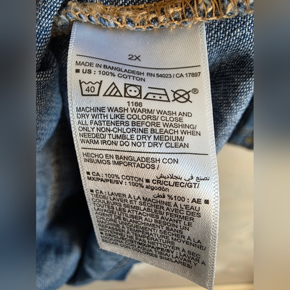 Old Navy Denim Shirt Dress Chore Pockets Popover Henley Sz 2X - Picture 7 of 10